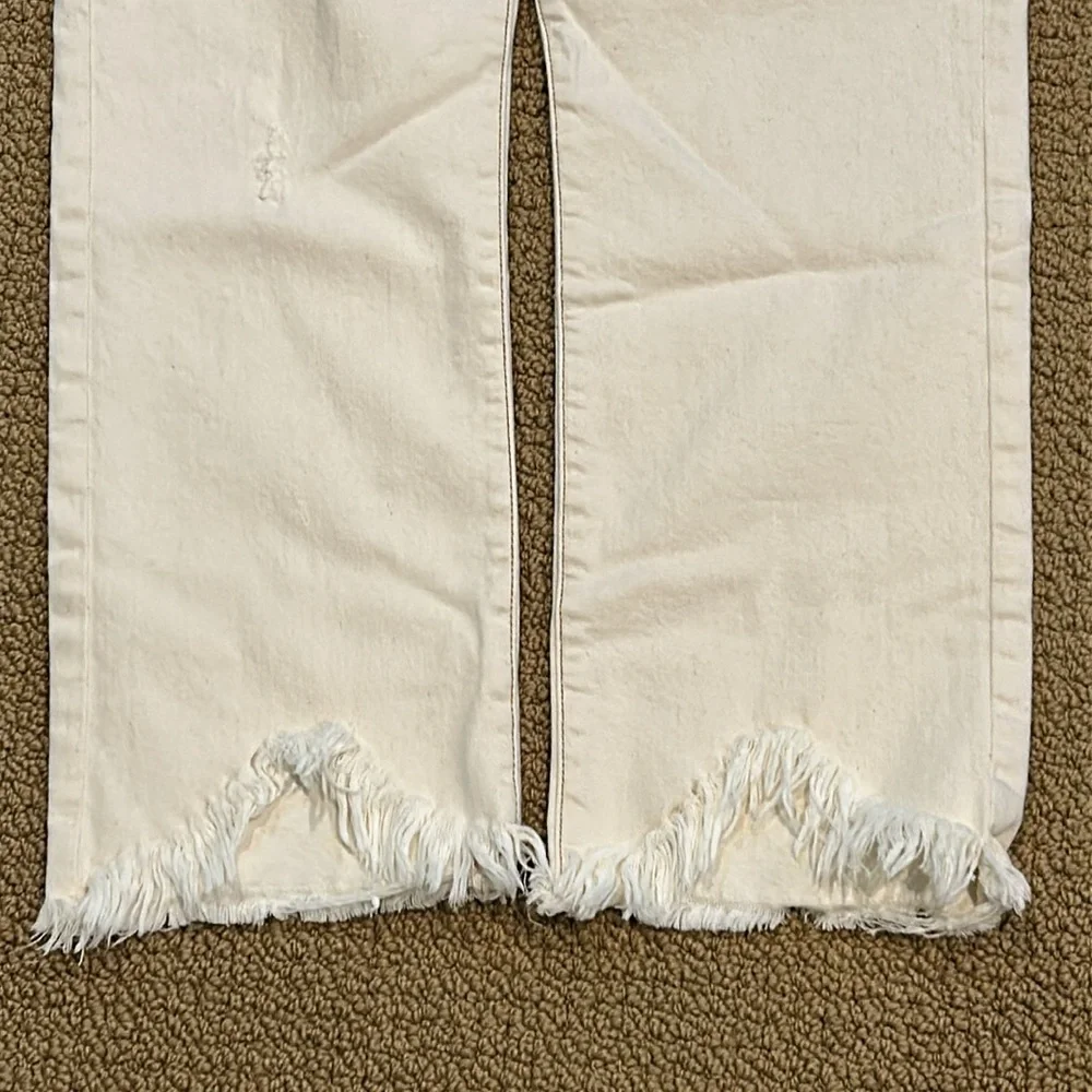 Jonathan Simkhai River High Rise Straight Leg Jeans in Ecru 32 Distressed - Picture 10 of 15